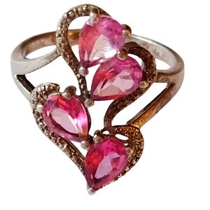 Sterling silver with pink rhodolite ring size 8.5 by the genuine gemston…